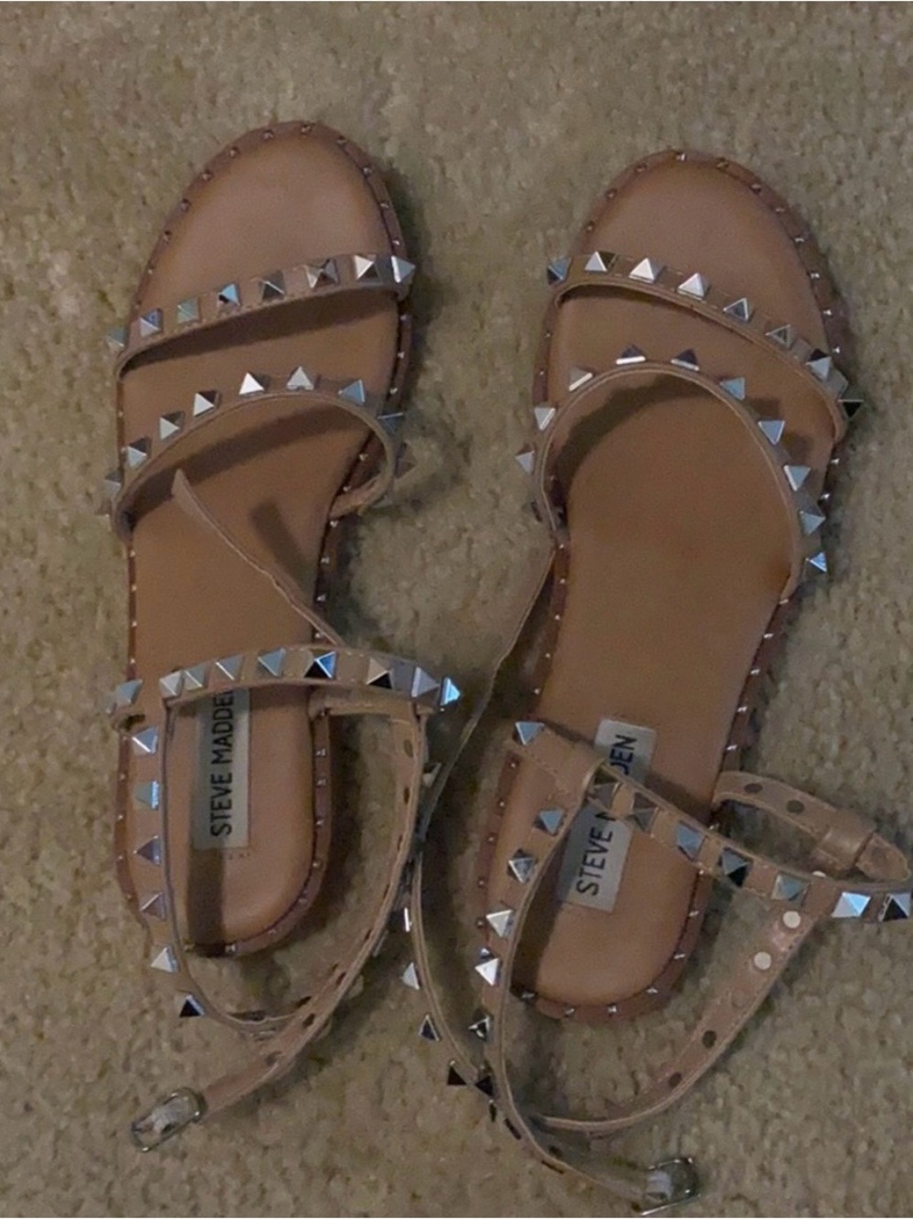 Steve Madden Beige Studded Strap Sandals